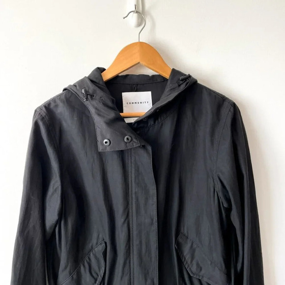 Aritzia Community Anorak Long Hooded Jacket Coat Black Size Small - Picture 3 of 6